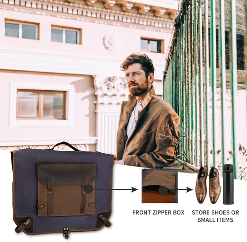 Miniatura 6 de Bolsa de equipaje de lona encerada con correa para el hombro para el trabajo y los negocios, gris