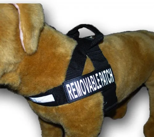 Miniatura 3 de Soporte emocional: arnés de nailon para perro de servicio sin guía de tirones. La asistencia viene con 2 parches reflectantes extraíbles de apoyo