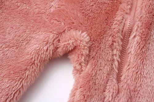 Miniatura 6 de Mono mullido con capucha para bebé, pelele de forro polar de manga larga con cremallera