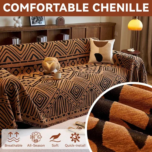 Miniatura 270 de VClife Fundas de sofá bohemio de felpilla para sofá seccional, fundas de sofá suaves y antideslizantes para sofá de 2 cojines, protector de muebles