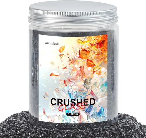 Vidrio triturado fino para arte con resina - Tamaño pequeño 1-3mm Negro, 0.68 kg | para manualidades detalladas, vasos Epodye y relleno de jarrones