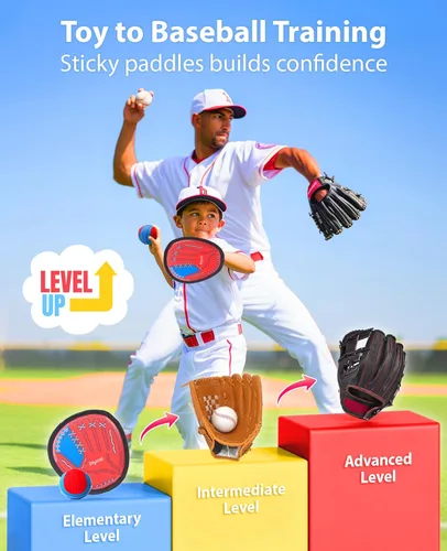 Miniatura 2 de JoyCat Juego de pelota para lanzar y atrapar, guante de béisbol para niños, juegos de patio de playa al aire libre, deportes y juegos al aire libre
