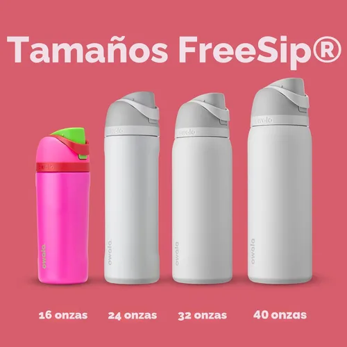 Miniatura 5 de Botella de agua aislada de acero inoxidable con pajita para niños FreeSip de Owala, sin BPA, excelente para viajes, 16 onzas, Todas las bayas