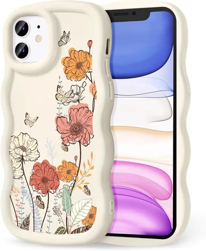 Miniatura 11 de Compatible con iPhone SE/8/7 Funda para Mujeres y Niñas, Marco Ondulado Rizado con Patrón Lindo, Estética Delgada Suave Silicona TPU Parachoques