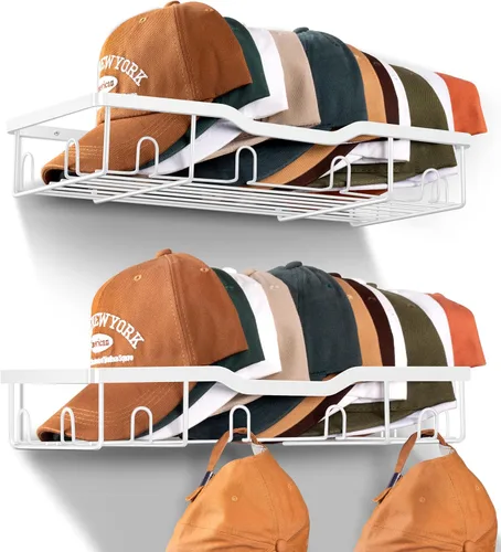 Miniatura 13 de KEETDY Percheros de metal para gorras de béisbol, organizador de sombreros de pared para 24 gorras, 2 paquetes de organizador resistente de Negro