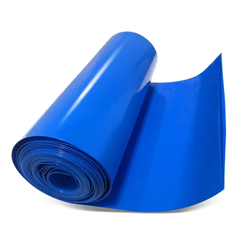 Tubo de Envoltura Termorretráctil Plano de PVC de 9.85 Pulgadas (250mm) para Baterías de Litio 18650 21700, Paquetes de Batería DIY, Azul, Longitud