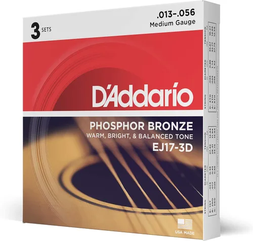Miniatura 21 de Cuerdas para guitarra acústica de bronce fosforado D'Addario, blanco negro rojo azul