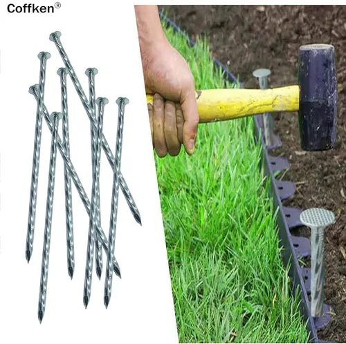 Miniatura 4 de Estacas de jardín en espiral resistentes de 14 pulgadas, estacas de jardín de metal galvanizado sólido para fijar bordes de pavimentación, barreras