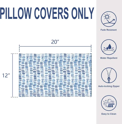 Miniatura 731 de Juego de 2 almohadas para exteriores de 16 x 16 pulgadas, repelentes al agua con interiores, para muebles de patio, hogar, jardín, geometría bohemia