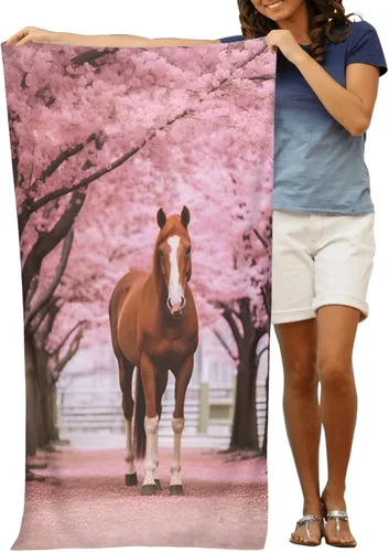 Miniatura 3 de Dujiea Toalla de playa de microfibra, toallas de baño grandes con diseño floral de caballo 3D para mujeres y hombres, toallas de baño de secado