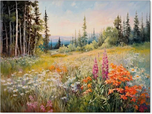 Jefuzh Póster de paisaje floral, retro, rústico, naturaleza, flores silvestres, arte de pared, diseño vintage de flores botánicas, impresiones en