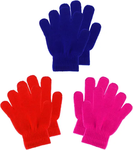 3 pares de guantes para niños pequeños, guantes de punto cálidos de invierno, guantes de dedo completo para niños y niñas