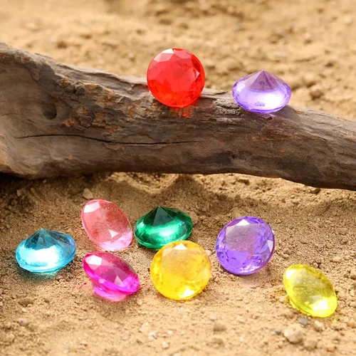 Miniatura 4 de XIJUAN Juguetes de buceo de gemas para piscina, juguetes de arena, cofre del tesoro de diamantes de 14 colores, juego de verano de buceo pirata