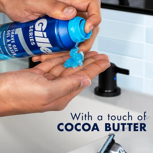 Miniatura 4 de Gillette Gel de afeitado hidratante Series 3X, 6 unidades, 7 onzas cada uno, lubricación para proteger contra la irritación, azul-blanco, 7 onzas