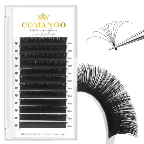 Miniatura 11 de CoMango Easy Fan - Extensiones de pestañas rizadas C/D de 0.05/0.003 in, pestañas de volumen que florecen automáticamente, color negro mate 2D-20D