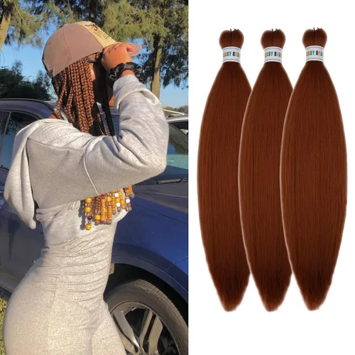 Miniatura 71 de Pelo corto negro trenzado preestirado de 14 pulgadas para trenzas sin nudos, pelo sintético 1B trenzado para trenzas Bob Box