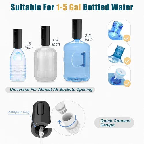Miniatura 5 de YISH Bomba de dispensador de agua para botella de 5 galones, dispensador de jarra de agua sumergible automático portátil, bomba de botella de agua