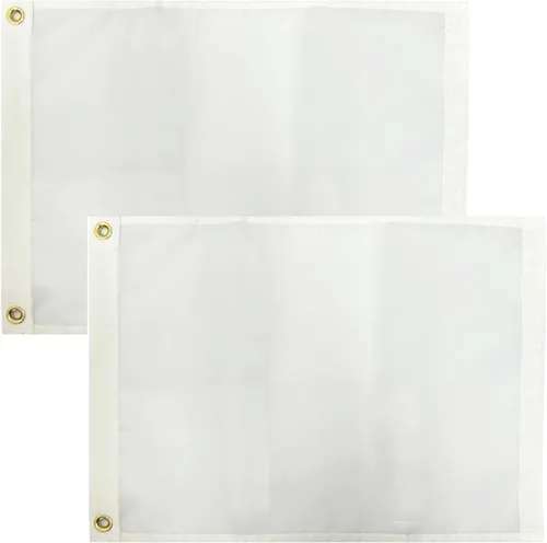 AMZFLAG Bandera blanca sólida de 12 x 18 pulgadas, 2 unidades, banderas blancas lisas de colores vivos para exteriores, banderas en blanco de