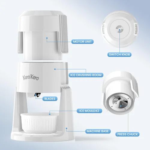Miniatura 8 de Máquina de hielo afeitado profesional: RX03 Máquina eléctrica de cono de nieve y máquina ICEE para el hogar, 60 W de potencia, voltaje universal