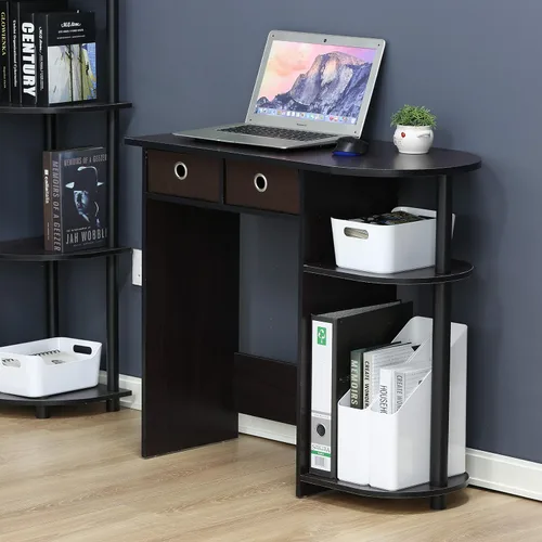 Miniatura 2 de Furinno Go Green Home - Escritorio para computadora portátil con 2 cajones, nogal oscuro