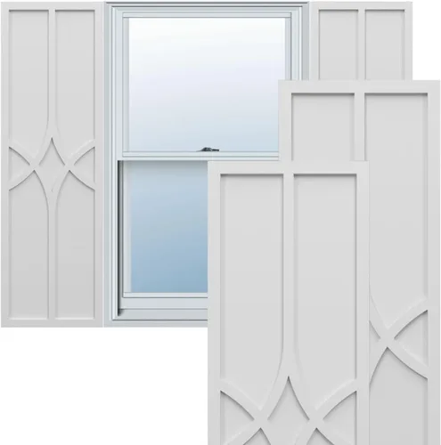 Persianas de montaje fijo True Fit PVC Cedar Park de 12 pulgadas de ancho x 69 pulgadas de alto, color blanco (por par - herrajes no incluidos)