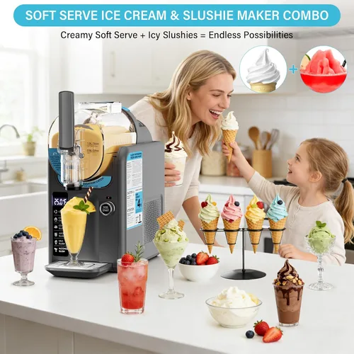 Miniatura 7 de Máquina de helados para hacer bebidas congeladas, máquina de granizado para el hogar, máquina para granizar, no necesita hielo, autolimpieza, 5