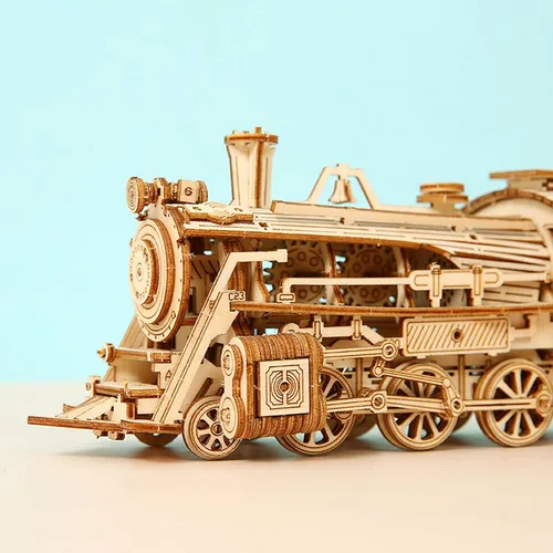 Miniatura 6 de Express Train - Kit de modelo de rompecabezas de madera 3D de bricolaje - Kit de manualidades de rompecabezas de madera cortado con láser, juguete