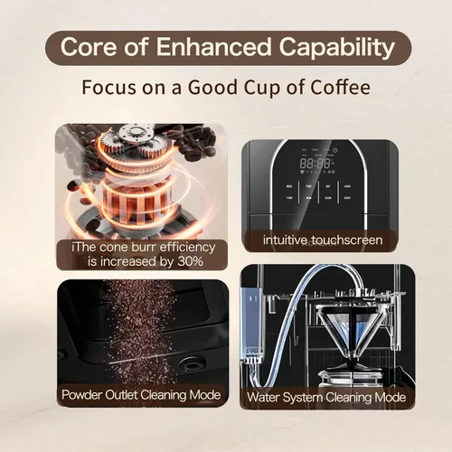 Miniatura 5 de Cafetera con molinillo programable para café caliente y frío con jarra de vidrio de 22 onzas, ajustable, totalmente automática, máquina de café