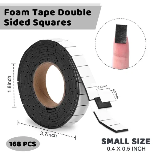 Miniatura 2 de 168 PCS Cintas de Espuma para Manualidades de Doble Cara Precortadas 3/4 X 1/2 Pulgadas Cuadrados de Espuma Adhesiva 3D Puntos Autoadhesivos Negros