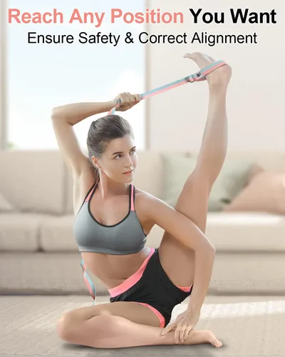 Miniatura 5 de Tumaz Yoga Strap/Stretch Bands [15+ Colors, 6/8/10 Feet Options] with Extra Safe Adjustable D-Ring Buckle, Durable and Comfy Delicate Texture - Best