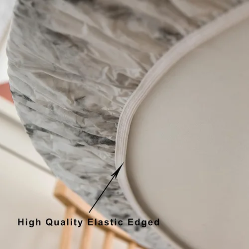 Miniatura 3 de LIBERECOO Mantel redondo de vinilo ajustable con reverso de franela, borde elástico, impermeable, resistente a las manchas, lavable, se adapta a