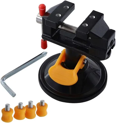 Miniatura 5 de Yakamoz Mini abrazadera universal de tornillo de succión de 360 grados, prensa de tornillo de banco de mesa con base de succión para bricolaje