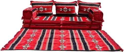 Miniatura 26 de Sofá de piso modular hecho a mano arabicsofa – Asiento oriental Majlis con cojines de respaldo