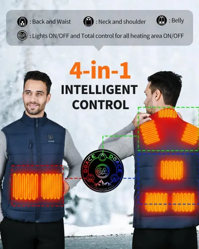 Miniatura 2 de DOACE Chaleco térmico para mujeres y hombres, chaleco eléctrico inteligente recargable, batería no incluida