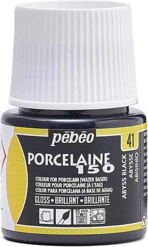 Pebeo Porcelaine 150 - Pintura para porcelana de alto brillo a base de agua, botella de 45 ml - Negro abismo
