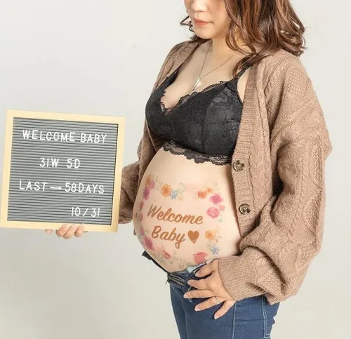 Miniatura 12 de Tuzuru Calcomanías de embarazo para el vientre, calcomanías de tatuaje para pintura corporal, lindas calcomanías para embarazo, baby shower, regalos