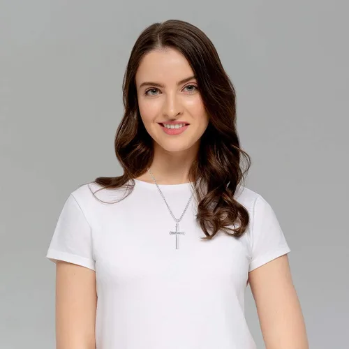 Miniatura 4 de Collar religioso con versículo de la Biblia Cristiana con sello a mano, colgante de cruz de acero inoxidable, regalo para hombres, Acero inoxidable