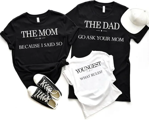 Miniatura 5 de Camisa a juego con texto en inglés Ask Your Mom, la más joven, media y más vieja, trajes familiares a juego, camiseta familiar de campamento