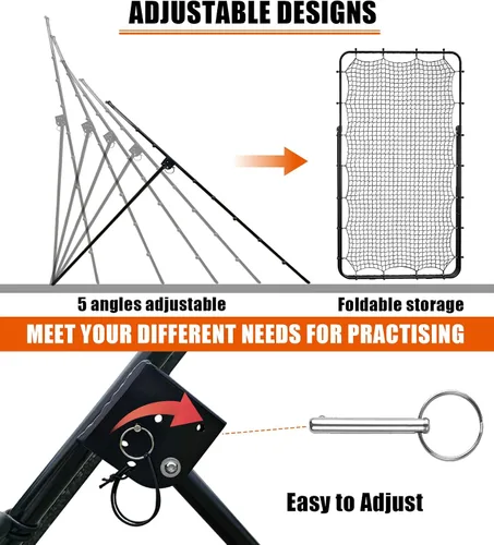 Miniatura 8 de 4x7ft Adjustable Volleyball Rebounder with Volleyball and Bag for Practice Complete Set 5 Adjustable Angles Large Practice Area Multi