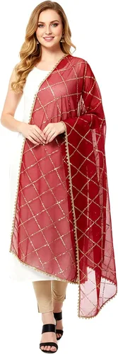 Miniatura 11 de Chandrakala Dupatta de gasa para mujer, chal bufanda envolvente Chunni (D238-P)