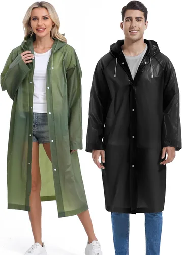 Miniatura 158 de 2 abrigos de lluvia de Borogo para adultos, chaquetas de lluvia reutilizables para hombres y mujeres
