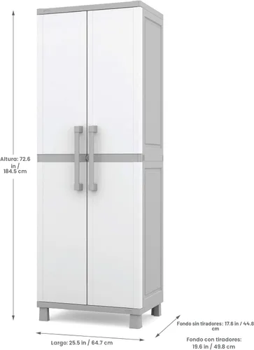 Miniatura 3 de Keter - Armario de almacenamiento con puertas y estantes para la lavandería, garaje, accesorios de baño, armario y organización del hogar, blanco
