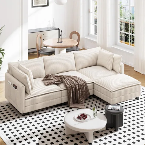 Miniatura 9 de Vesgantti 74" Cloud Couch for Living Room, 2 Seaters Deep Seat Sectional Modular Sofa, Double Cushion Corduroy Small Sofas Living Room Couches for