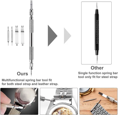 Miniatura 5 de Anezus - Kit de reparación de reloj, kit de herramientas de reloj de 187 piezas con herramientas de extracción de pasadores de eslabones de reloj