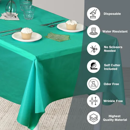 Miniatura 94 de Rollo de plástico para cubierta de mesa color verde manzana, 40 pulgadas x 100 pies, rollo de plástico resistente para cubierta de mesa de banquetes