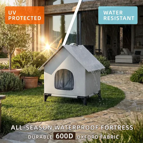 Miniatura 6 de Casa para gatos para exteriores e interiores, fácil de armar, refugio para gatos con autocalentamiento para invierno, aislado y resistente a