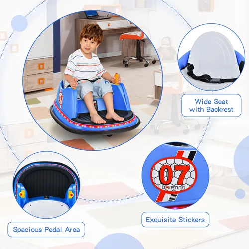Miniatura 6 de HONEY JOY Coche de parachoques para niños pequeños de 12 V, funciona con batería, joysticks duales, luz LED intermitente y giro de 360 grados