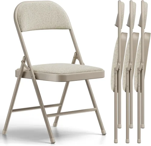 Miniatura 30 de Paquete de 2 sillas plegables, sillas de comedor plegables de piel sintética con asiento y respaldo acolchados, juego de sillas plegables