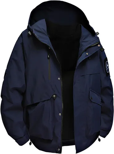 Miniatura 11 de Chaqueta de esquí impermeable para hombre, resistente al viento, abrigo de invierno con forro polar con capucha para escalar y romper el viento