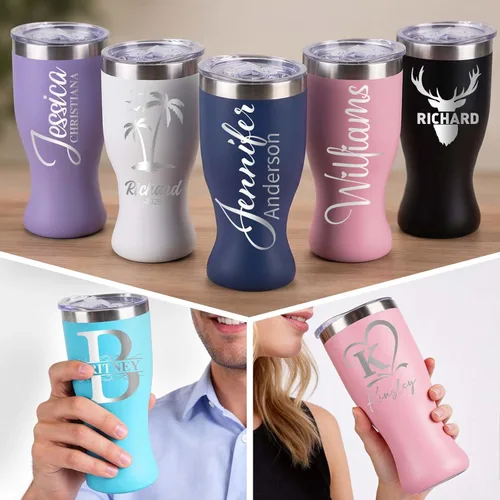Miniatura 9 de Personalized 16 oz Insulated Coffee Tumbler with Text Name Team number, Custom Engraved World Cup Stainless Steel Double-Wall Travel Cup, Customized